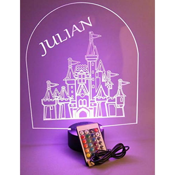 Fancy Princess Queen Castle Fortress Tower Royalty Fairy Night Light Up Lamp LED Personalized Any Name Custom Desk Table Lamp - It's Wow, with Remote 16 Colors Changing, Free Engraving, Great Gift