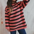 thumbnail image 4 of Women's Oversized Striped Knit Sweater Soft Chunky Pullover with Long Sleeves, Casual Loose Fit, 4 of 5