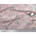 thumbnail image 3 of Soimoi Modal Satin Fabric Floral & Blue Tit Bird Print Fabric by The Yard 42 Inch Wide, 3 of 3