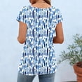 thumbnail image 6 of Staron Women's Casual Printed Button-Up Shirt Short Sleeve Round Neck Tops Fashion Spring Summer Blouse, Blue L, 6 of 7