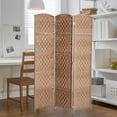 thumbnail image 2 of HomCom 6' Tall Wicker Weave 3 Panel Room Divider Privacy Screen - Natural Blonde Wood, 2 of 9