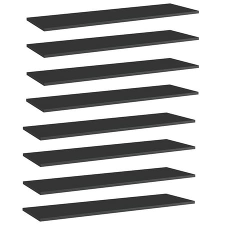 

Walmeck Bookshelf Boards 8 pcs High Gloss Black 39.4 x11.8 x0.6 Engineered Wood