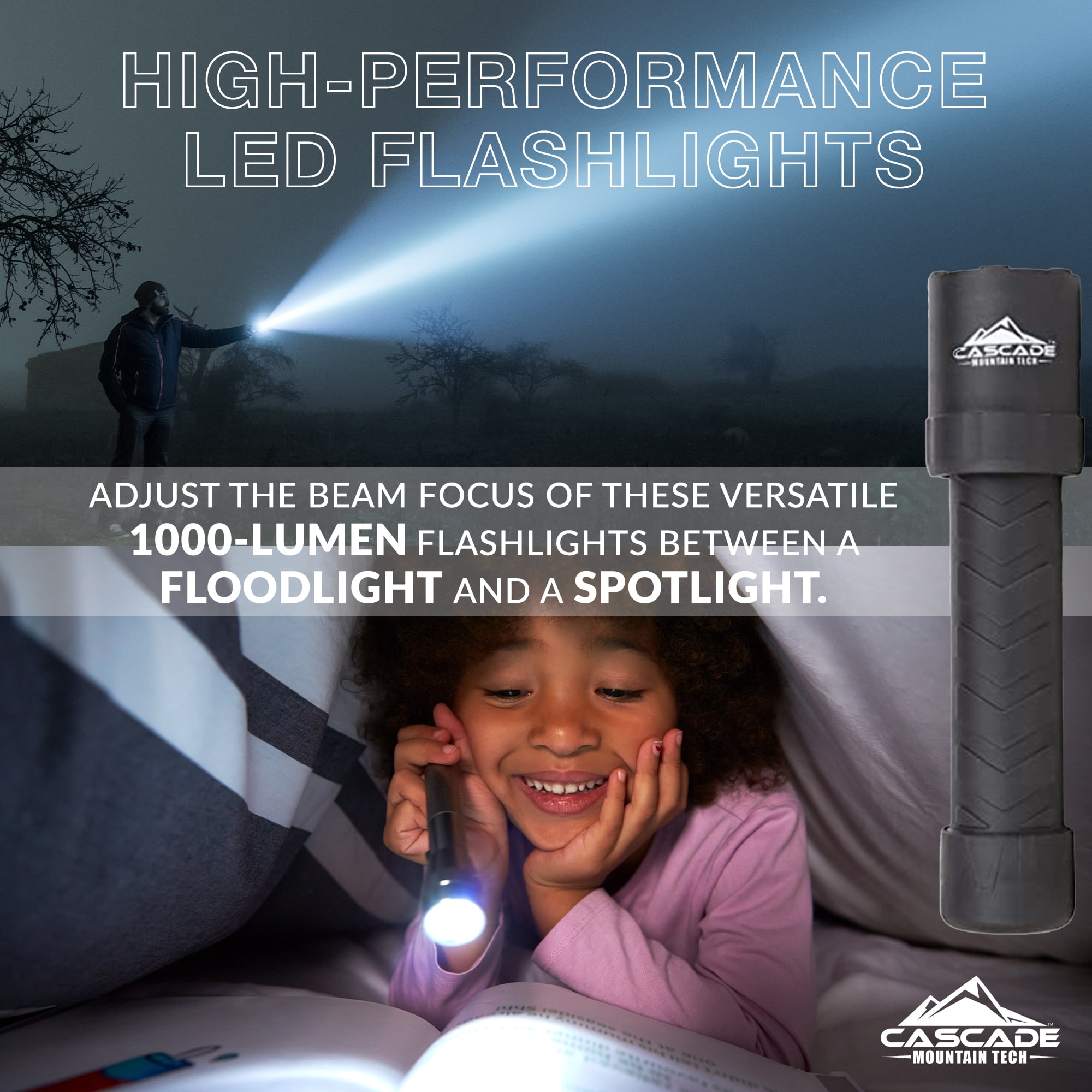 Cascade Mountain Tech LED 1000 Lumens Flashlight - 3 Pack