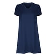 thumbnail image 4 of Ahuyic Womens Summer Dresses,Womens Casual Sundress,Women's Fashion Sexy Solid Short Sleeve Round Neck Dresses Mini Dress, 4 of 5