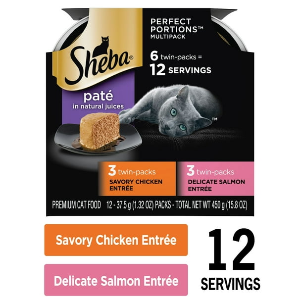 (6 Pack 12 Servings) SHEBA PERFECT PORTIONS Wet Cat Food Pate