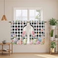 thumbnail image 2 of Easter Kitchen Curtain for Berdoom Living Room Cafe 45 Inch Length, Spring Bunny Feet Flowers Eggs Black Buffalo Plaid Tiers Curtains Light Filtering Drapes Window Treatment 2 Panels 52"Wx45"L, 2 of 8