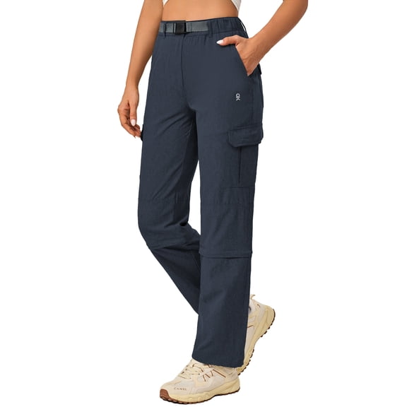 Little Donkey Andy Women's Hiking Pants Quick Dry Convertible Pants, Lightweight Zip-Off Outdoor Travel Cargo Pants Black XS