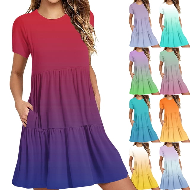 Sentmoon Robe de Printemps pour Invitée de Mariage avec Poches, Manches Courtes, Col Rond, Robe de Vacances, Été 2026, Coupe Régulière, Extensible, Robes de Bureau pour Femmes, Grande Taille, Gris, TTG