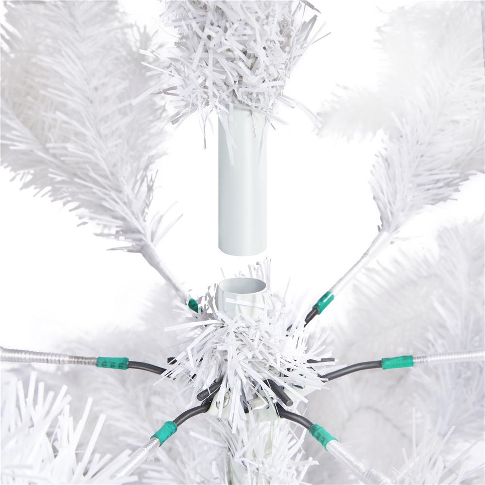 Alden Design 4.5ft Pre-lit Flocked Artificial Christmas Tree with Foldable Stand, White