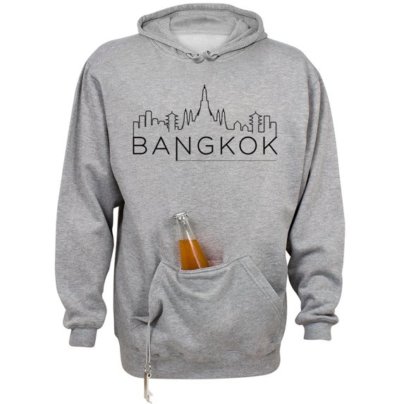Skyline Bangkok Beer Holder Tailgate Hoodie Sweatshirt Unisex Large Oxford