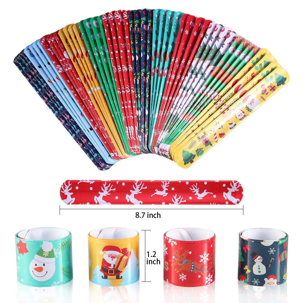Christmas Slap Bracelets Wristband Pat Circle Handcuff Bracelet for Kids