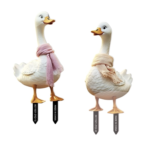 Two Piece Goose Decoration Garden Stake Courtyard Art Garden Stake Suitable Terrace And Outdoor Decoration Terrace Decoration Unisex Goose Shaped Card Slot Home Decor