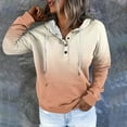 thumbnail image 2 of Womens Long Sleeve Tops Dressy Casual Fall Savings Clearance Print Gradient Loose Long Sleeve Button Hoodie Sweater, 2 of 5