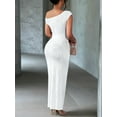 thumbnail image 4 of Women'S Elegant Maxi Dress Short Sleeve Bodycon Cocktail Prom Summer Oblique Off-Shoulder White S, 4 of 5