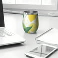 thumbnail image 3 of 12oz Stemless Wine Tumblers Lemon Vacuum Insulated Stainless Steel Travel Tumbler Cups Mug with Lid and Straw for Champaign,Cocktail,Beer with Cleaning Brush, 3 of 5