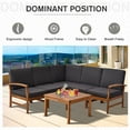 thumbnail image 5 of Outsunny 6 Piece L Shape Garden Sofa Set Solid Acacia Wood Garden Furniture Set with a Coffee Table for Yard and Bistro, Gray, 5 of 9