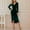 Green, variant on Women's V Neck Wrap Velvet Long Sleeve Bodycon Ruched Dress (Green S)