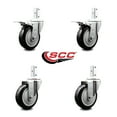 thumbnail image 2 of 4 Inch Black Poly Swivel 3/4 Inch Square Stem Caster Set 2 Total Lock Brakes SCC, 2 of 2