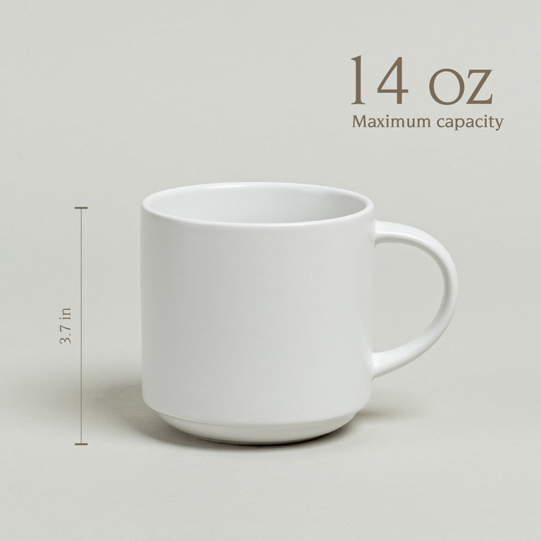 over&back Stackable Stoneware Coffee Mugs - 4-Piece Mug Set - Enjoy the  Perfect Cup of Coffee, Tea, Latte, and More - Semi-Matte White - 14oz -  Walmart.com