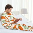 thumbnail image 4 of Mens Pajamas Set, Carrot slices sticks Button Down Long Sleeve Loungewear Sleepwear Pjs sets for Men, 4 of 5