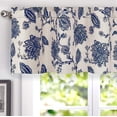 thumbnail image 5 of DriftAway Freda Jacobean Floral Linen Blend Blackout Thermal Insulated Energy Saving Privacy Window Curtain Valance Rod Pocket 2 Layers Single 50 Inch by 18 Inch plus 2 Inch Header Navy Beige, 5 of 7