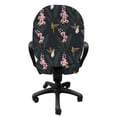 thumbnail image 3 of Bird Office Chair Slipcover, Hummingbird Orchids Blossom Motifs Winter Floral Graphic Illustration, Protective Stretch Decorative Fabric Cover, Standard Size, Dark Blue Grey Multicolor, by Ambesonne, 3 of 5