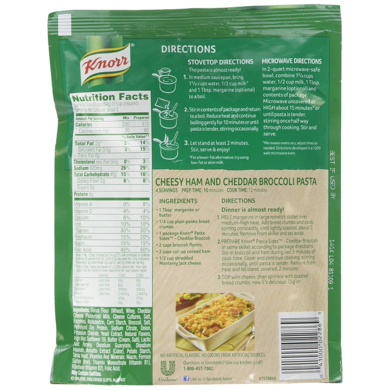 Knorr Cheddar Broccoli Pasta Sides, 4.3 Ounce, Pack of 3