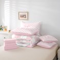 thumbnail image 6 of Manfei Lovely Bow Monogrammed K 7 Pieces Full Size Bedding Sets,Sweet Checkerboard Full Size Bed in a Bag,Pink,Pink Reversible, 6 of 7