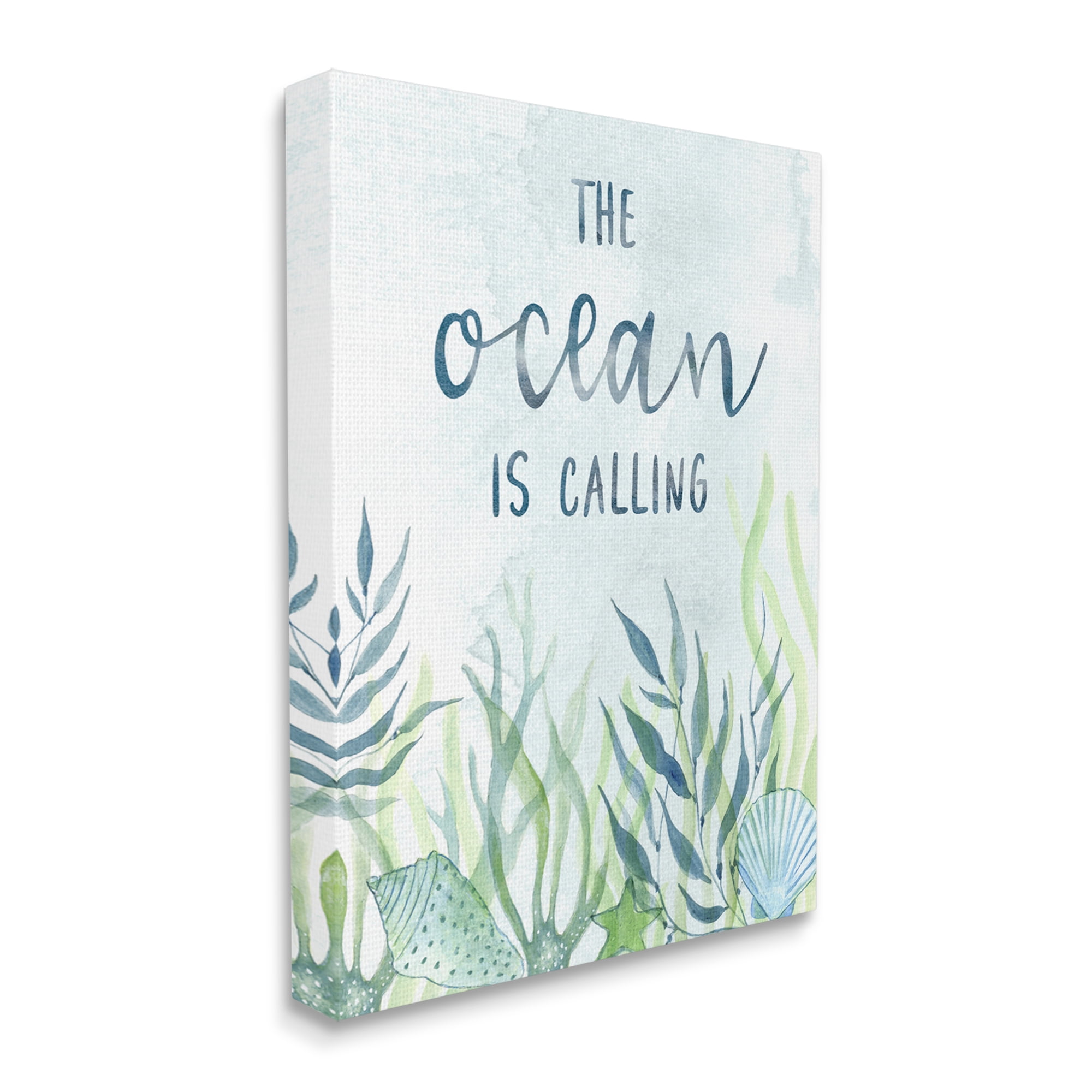 Stupell Industries Ocean Calling Phrase Animals & Insects Painting Gallery Wrapped Canvas Art Print Wall Art, 16 x 20