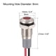 thumbnail image 2 of Luz indicadora de señal AC/DC 12V-24V 8mm, LED rojo carcasa de metal 5 piezas, 2 of 4