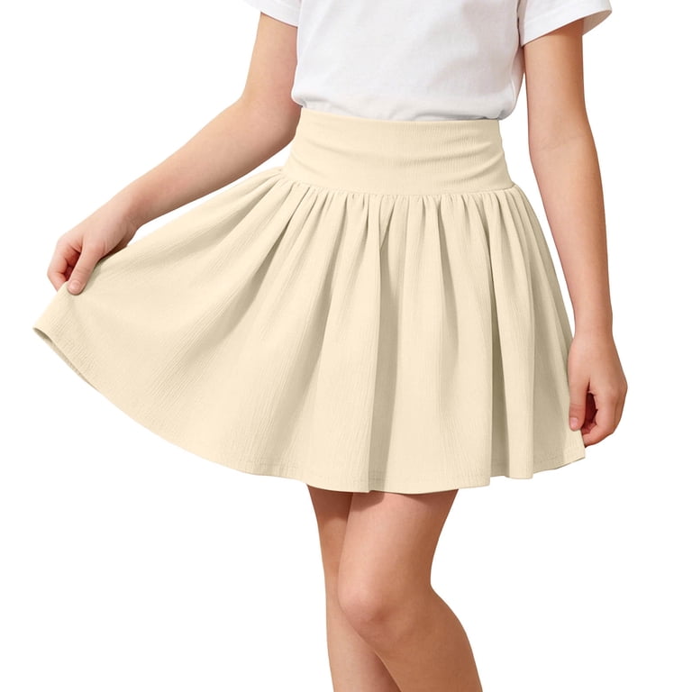JURANMO Skorts for Girls Ribbed Knit High Waist Solid Color Casual
