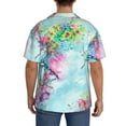 thumbnail image 3 of Lsque Dragonfly Floral print Men's Cuban Collar Short Sleeve Shirt Summer Beachwear Casual Button Down Fashionable Vacation Leisure Shirt-3X-Large, 3 of 7