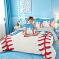 thumbnail image 4 of meiyoeat Baseball Ice Cream 7-Piece King Bedding For Kids,Kids Ball Games King Bed In A Bag For Boys,Light Gray Reversible, 4 of 7