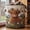 A-Large, variant on Fabric Laundry Basket with Handles, Quilted Storage Bin featuring Whimsical Cow & Floral Embroidery-Style Pattern Lightweight, Sturdy & Portable Multi-Use Basket