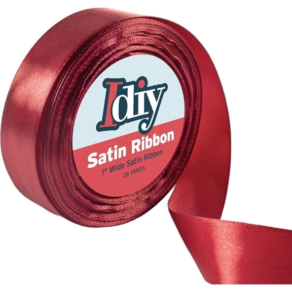 Maroon Satin Ribbon (1", 25 Yards) No Wire, DIY Arts & Crafts, Gift Wrapping Baskets, Wedding Decor, Sewing Projects, Party Decorative Embellishment, Holiday Wreath- Stocking Stuffer for Crafters
