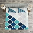 thumbnail image 3 of Ambesonne Abstract Quilted Bedspread Set 3 Pcs, Wavy Stripes Spirals, King Size, Turquoise Dark Blue, 3 of 3