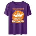 thumbnail image 2 of CLOISE Halloween Blouses for Women Funny Halloween Ghost Printed Blouses Short Sleeve Crew Neck Tees Basic Tunic Comfy Tops Spooky Festival Outfits Halloween Gift, 2 of 3