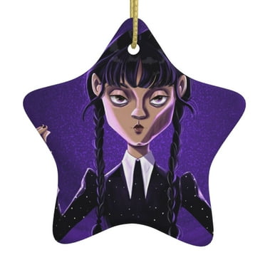 Cartoon Wednesday Christmas Ornaments Ceramic Star Christmas Tree Hanging Decor Xmas Souvenirs Pendant Gift