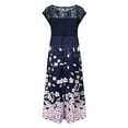 thumbnail image 3 of WISEFIN Women's Casual Floral Print Round Short Sleeve Lace Fit & Flare Dresses Size S-3XL, 3 of 5