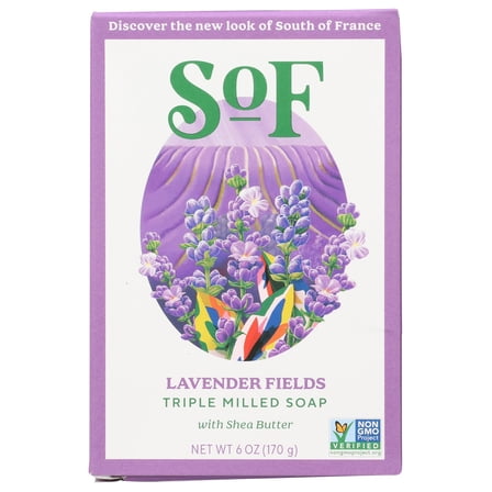 South Of France Lavender Fields Bar Soap, Gluten Free, Cruelty Free, 6 Ounce (Pack Of 3).