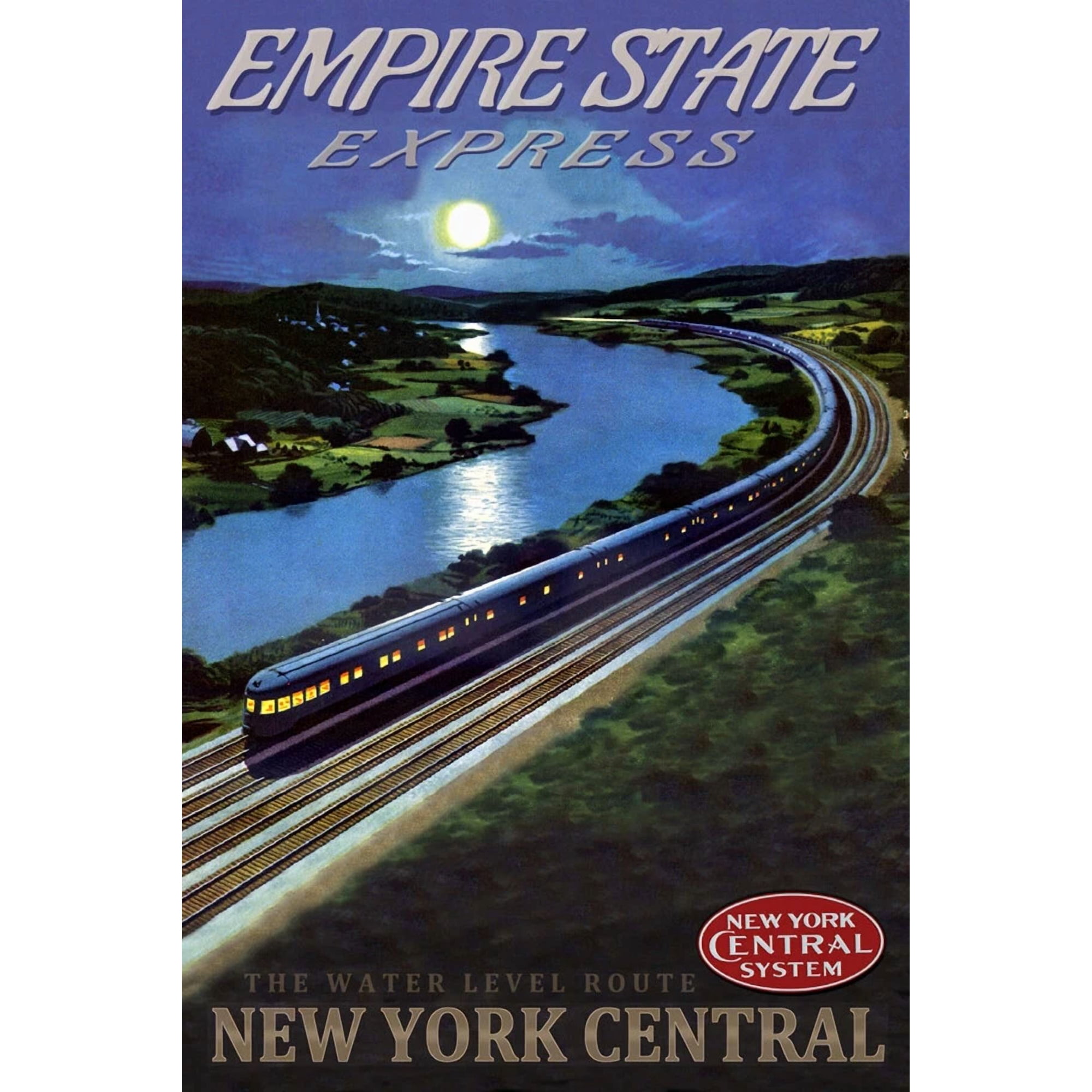 Empire State Express Ny Central Railroad Water Level Train Office Poster , Poster Print Only