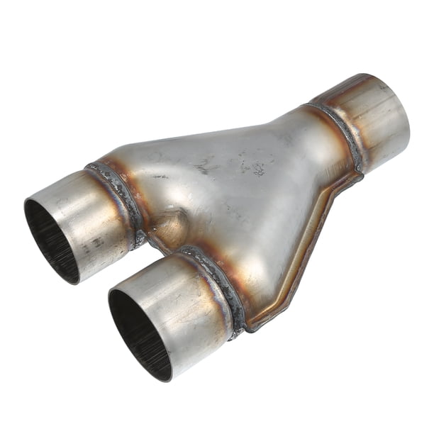 Tubo de escape universal en forma de Y Unique Bargains 2.5 pulgadas acero inoxidable Tono plateado