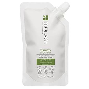 Biolage Strength Recovery Deep Treatment Pack | Moisturizing Hair Repair Mask | For Dry, Damaged Hair Types | Deep Conditioning | Cruelty-Free | Infused with Vegan Squalane | 3.4 Fl. Oz