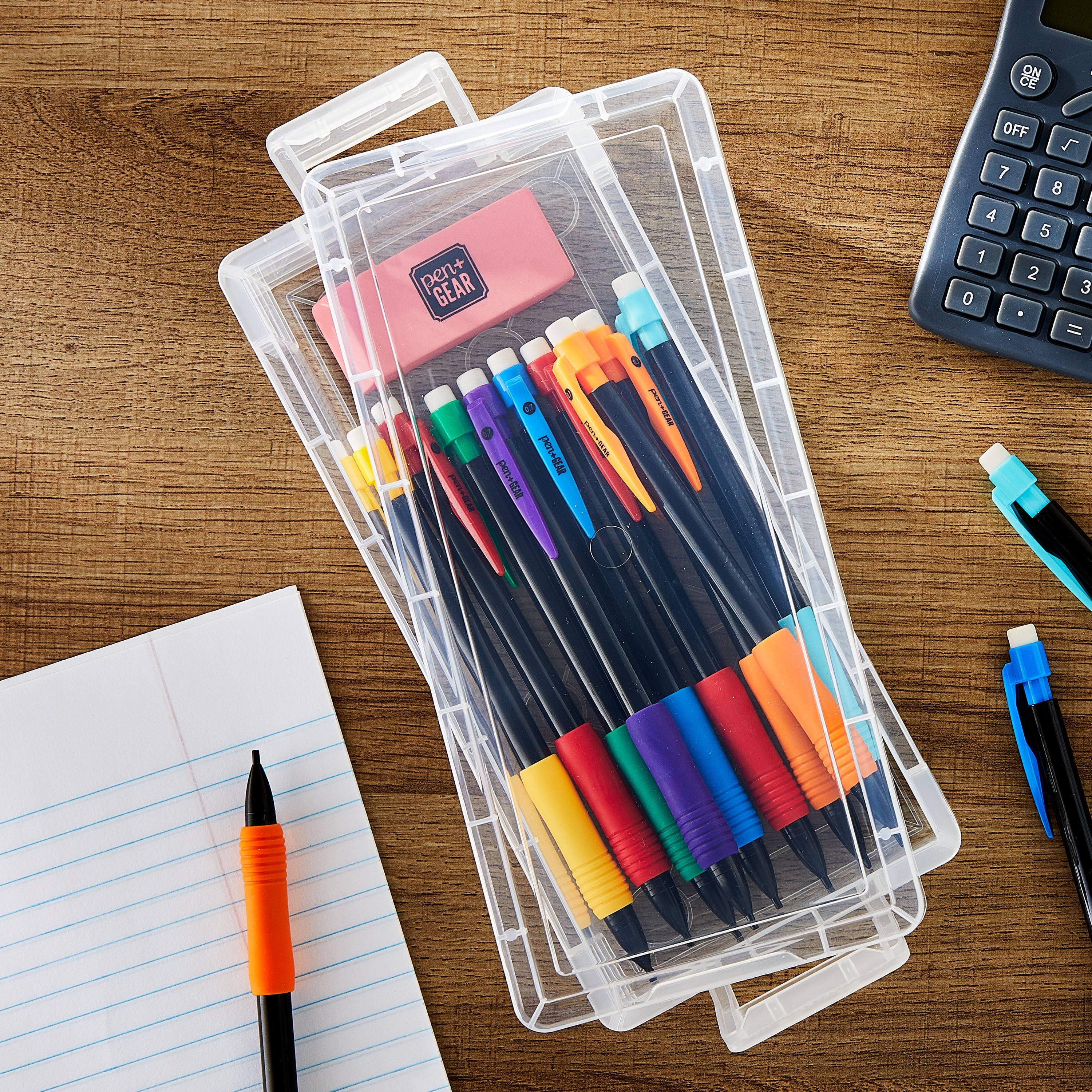 (8 pack) Pen+Gear Slim Plastic Storage Box, Clear Desktop Organizer New, 1 Couner per Pack