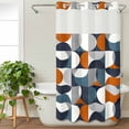 thumbnail image 3 of Navy Blue No Hook Shower Curtain Waterproof,Bathroom Curtains with Snap in Liners and See Through Top Window,Middle Century Modern Geometric Abstract Art Hotel Style Bathtub Curtains Shower 36"Wx72"L, 3 of 8