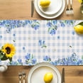 thumbnail image 4 of Burlap Table Runner 90 Inches Long,Spring Blue Flower Rabbit Non-Slip Kitchen Table Runners for Dining Room Everyday Use Party Table Decorations Retro Buffalo Plaid Pastoral Floral, 4 of 9