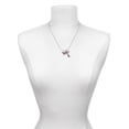 thumbnail image 3 of Delight Jewelry Silvertone Hot Purple Butterfly with 2 Crystals - Love and Lock Charm Necklace, 18"+1", 3 of 4