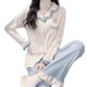 thumbnail image 1 of Pijamas de mujer de manga larga con cuello vuelto y bolsillo con un solo pecho, pijamas Love XL, 1 of 9