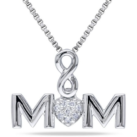 Miabella Diamond-Accent Sterling Silver Mom Infinity Heart Pendant, 18
