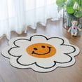 thumbnail image 3 of Alfombra redonda de cachemira sintética con sonrisa de girasol para el hogar, sala de estar, sofá, 3 of 5